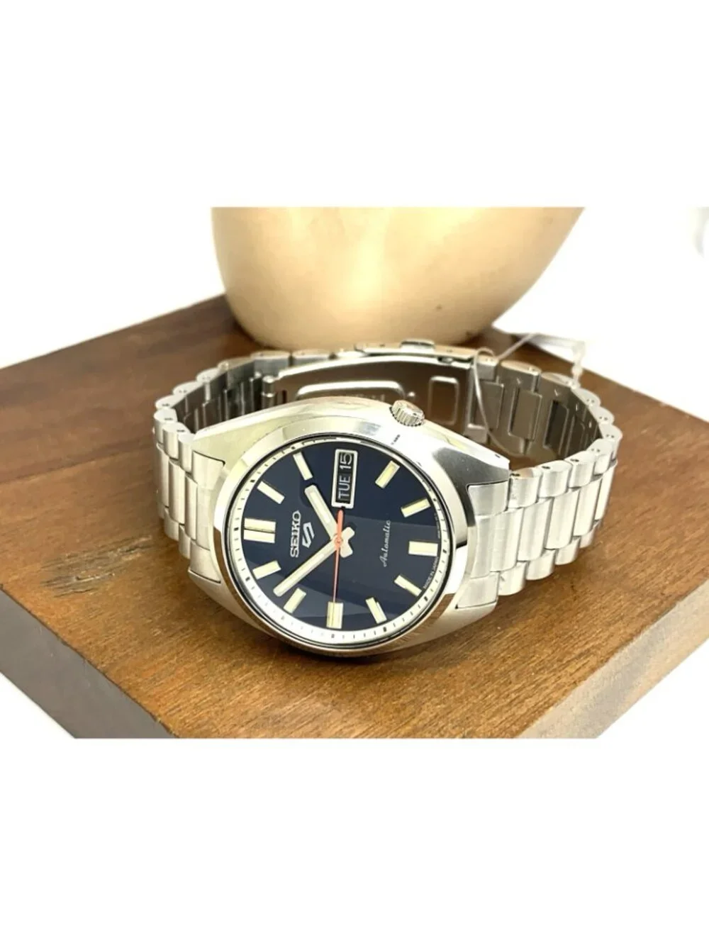 Seiko 5 Sports Men's Watch SRPK87 Automatic Blue Dial Day Date Silver Steel 37mm